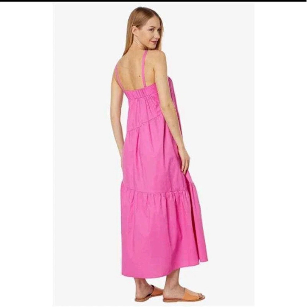 Donna Morgan Tiered Cotton Stretch Maxi Sundress Pink Dress NWT Sz 16 MSRP $158